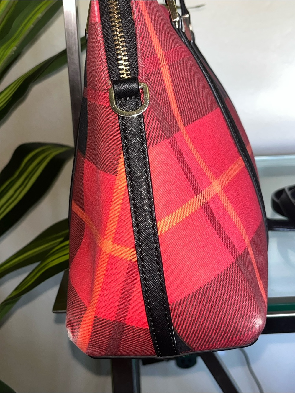 kate spade Red and Black Plaid Satchel with Black Straps - Picture 12 of 14